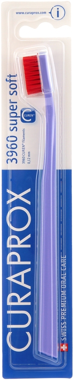 Зубная щетка CS 3960 "Super Soft", D 0,12 мм, фиолетовая, красная щетина - Curaprox