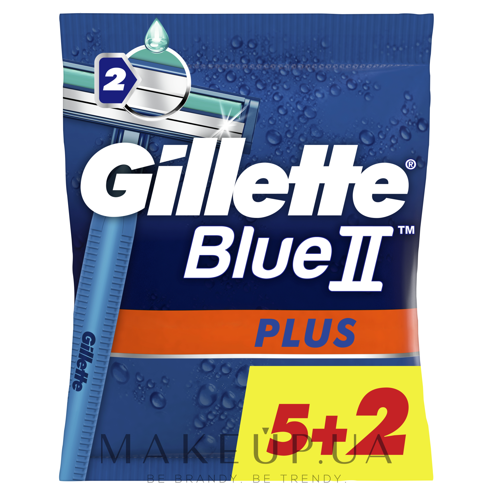Набор одноразовых станков для бритья, 5+2шт - Gillette Blue II Plus — фото 7шт