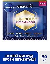 Ночной крем "Выравнивание тона" для лица, шеи и декольте - NIVEA Cellular Luminous 630 Anti Dark-Spot — фото N2