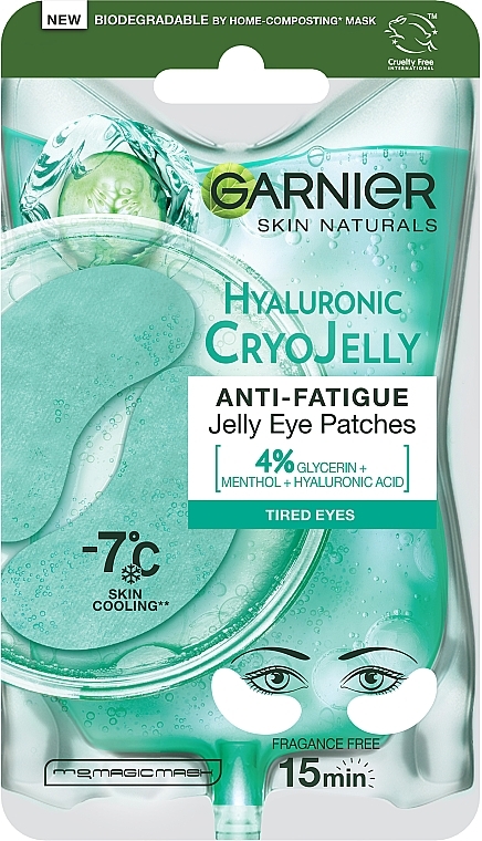 Гіалуронові тканинні патчі-желе з ефектом охолодження та зволоження для шкіри під очима з ознаками втоми - Garnier Skin Naturals Hyaluronic Cryo Jelly