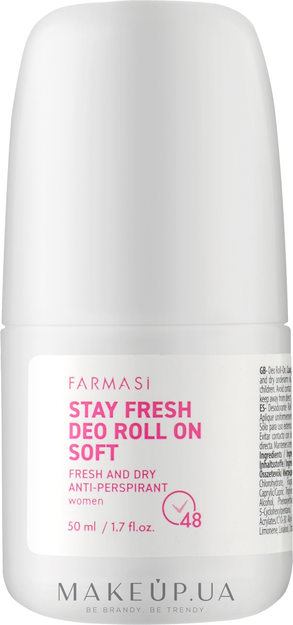Роликовый дезодорант-антиперспирант для женщин - Farmasi Stay Fresh Deo Roll-on Soft — фото 50ml