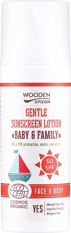 Сонцезахисний лосьйон - Wooden Spoon Organic Sunscreen Lotion Baby & Family SPF 50 — фото N1