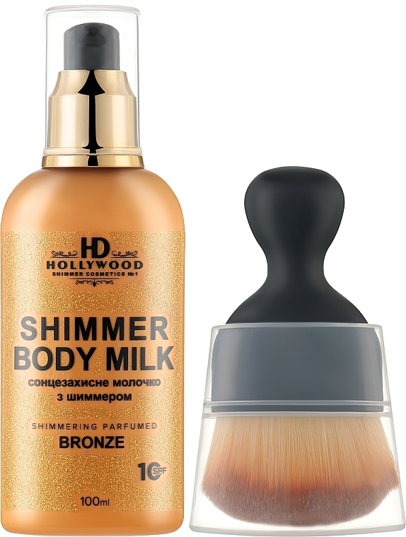 Набор - HD Hollywood Shimmer Body Bronze Set (b/milk/100ml + brush)