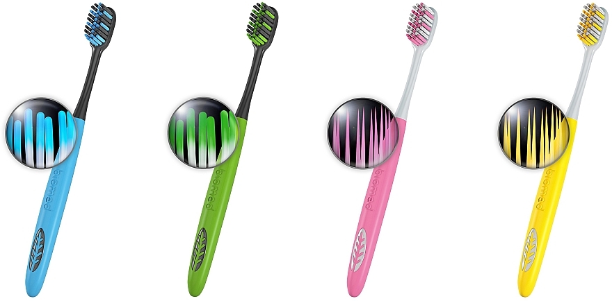 Зубна щітка з вугільним напиленням, середньої жорсткості, чорно-зелена - Biomed Black Medium Toothbrush — фото N5