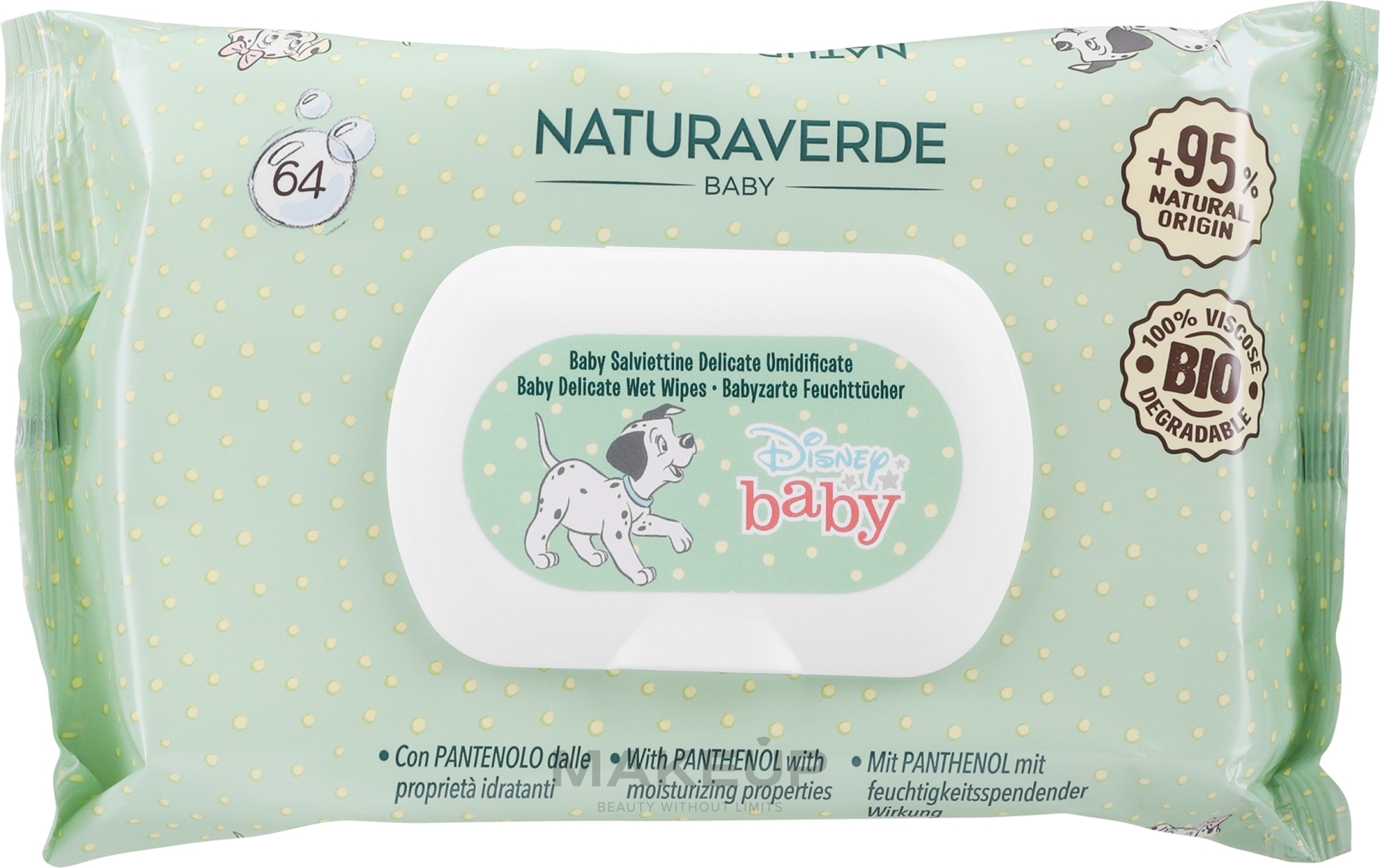 Детские влажные салфетки, 64 шт. - Naturaverde Baby Disney Bio Delicate Wipes Dumbo — фото 64шт
