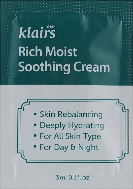 Увлажняющий крем - Klairs Rich Moist Soothing Cream (пробник) — фото N1
