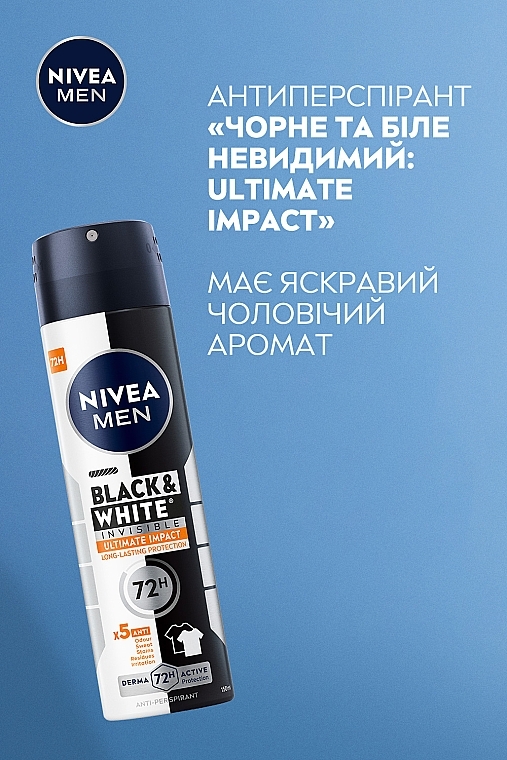 Антиперспирант "Черное и Белое невидимый" - NIVEA MEN Black & White Invisible Ultimate Impact Anti-Perspirant — фото N3