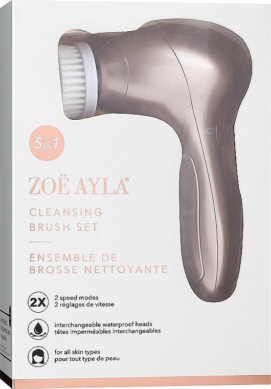 Щітка для очищення шкіри обличчя 5 в 1, рожева - Zoe Ayla Сleansing Brush Set 5 in 1 Rosegold — фото N1