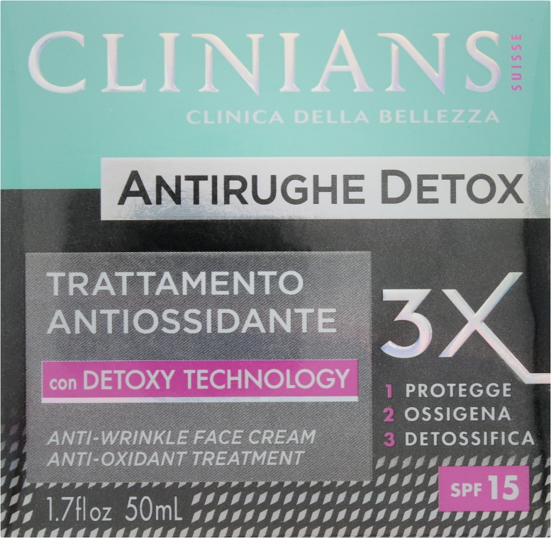 Крем для лица антивозрастной с актиоксидантным действием - Clinians Antirughe Detox Face Cream SPF 15
