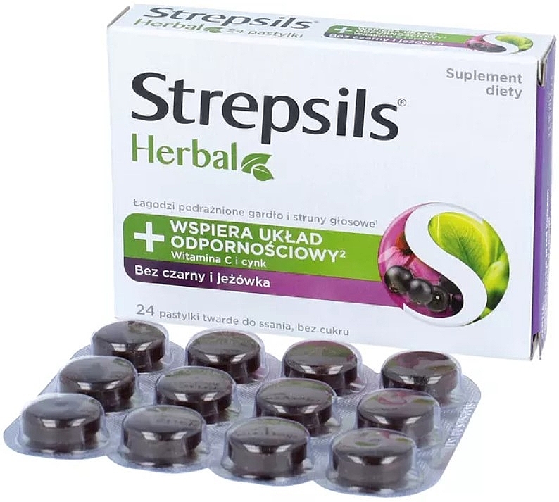 Леденцы для горла с бузиной и эхинацеей - Strepsils Herbal — фото N2