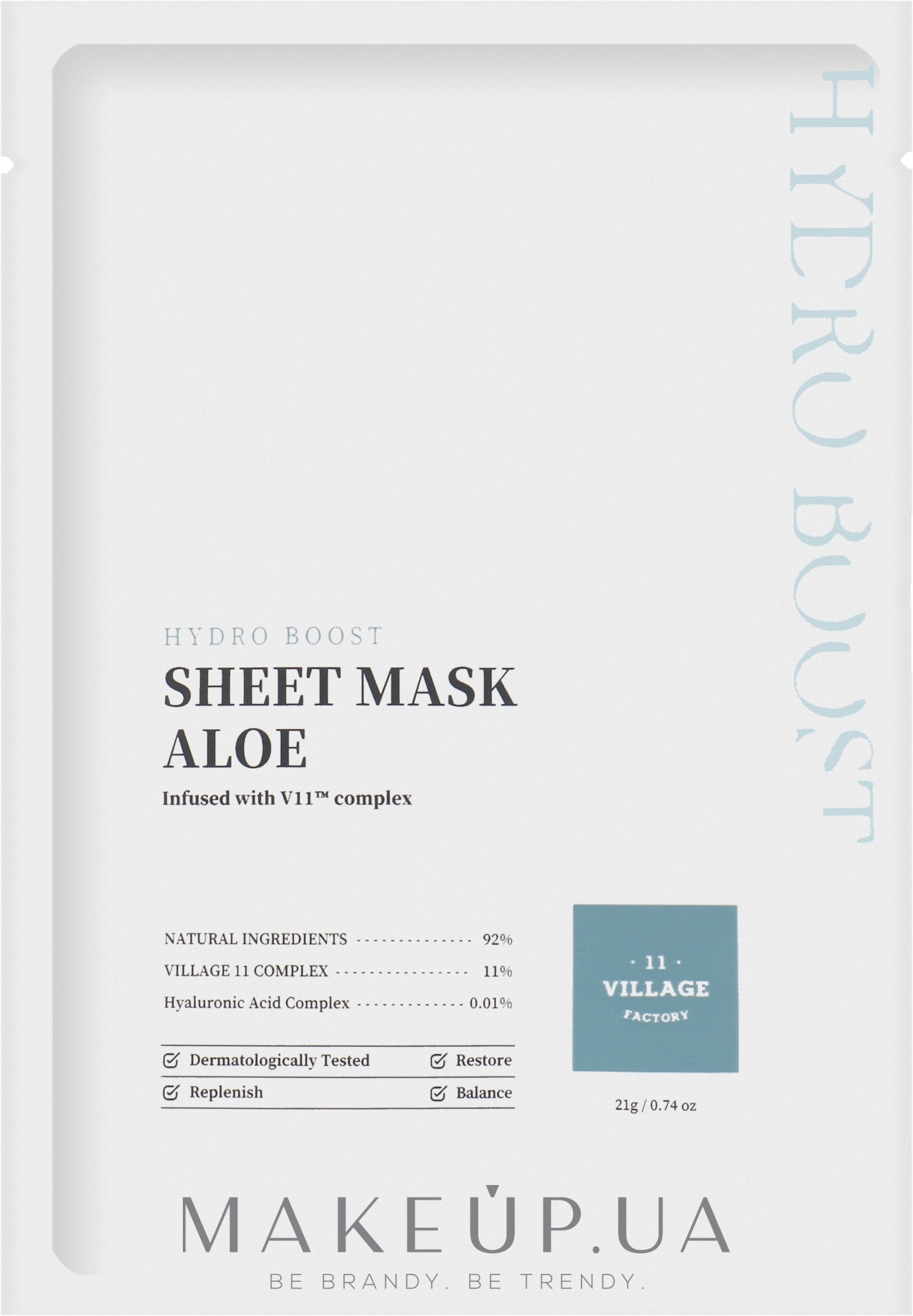 Тканевая маска для лица с алоэ - Village 11 Factory Hydro Sheet Mask Aloe — фото 21g
