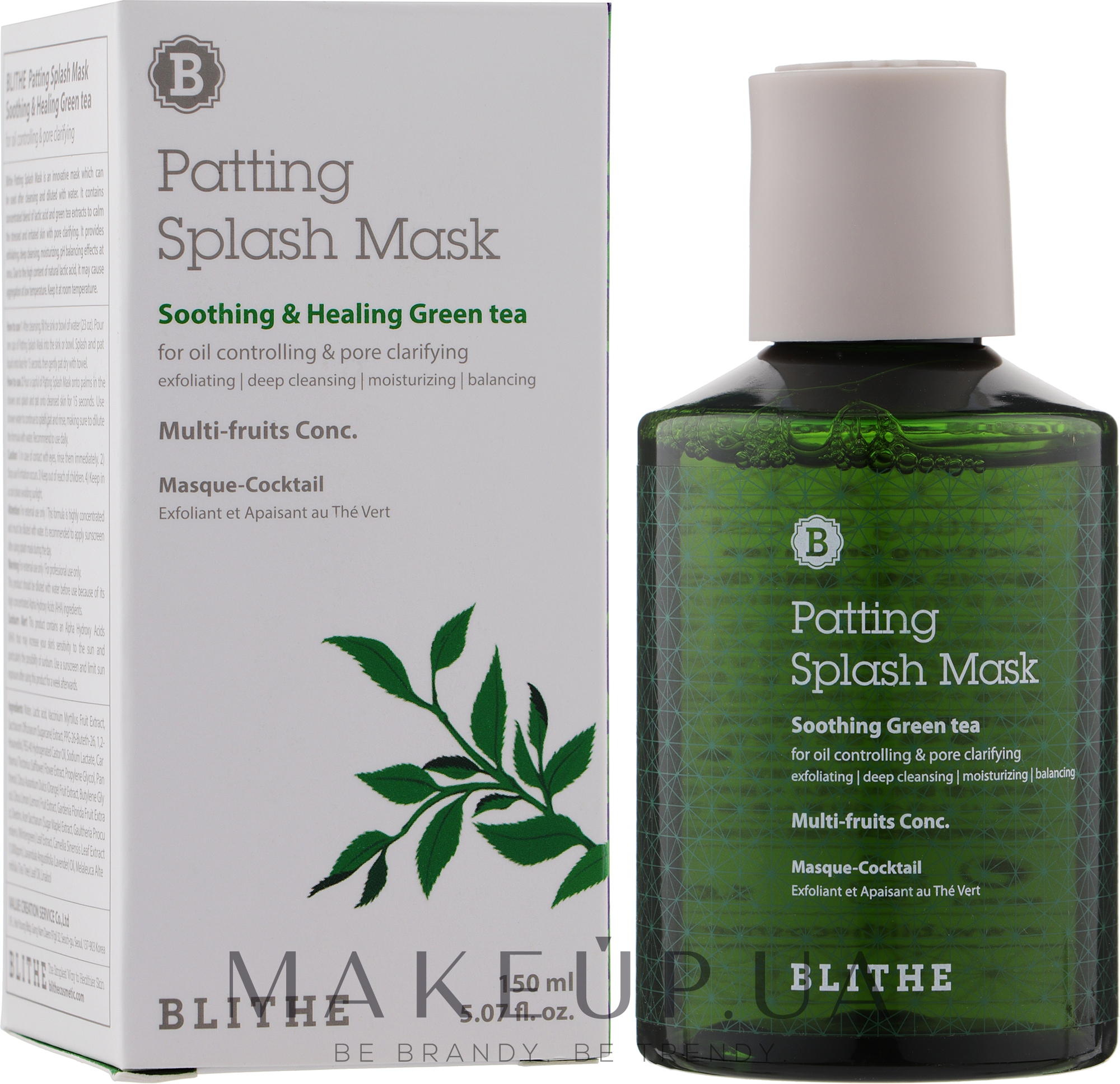 Сплеш-маска для відновлення шкіри "Зелений чай" - Blithe Patting Splash Mask Soothing Green Tea — фото 150ml