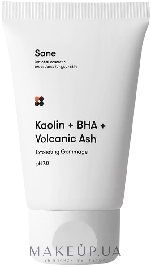 Гомаж для обличчя із саліциловою кислотою - Sane Kaolin + BHA + Volcanic Ash Exfoliating Gommage PH 7.0 — фото 40ml