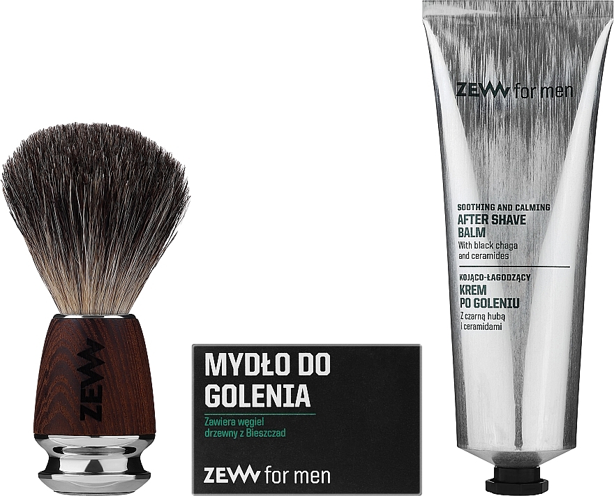 Набір - Zew For Men Shaving Kit (soap/85ml + ash/balm/80ml + sh/brush/1pcs) — фото N2
