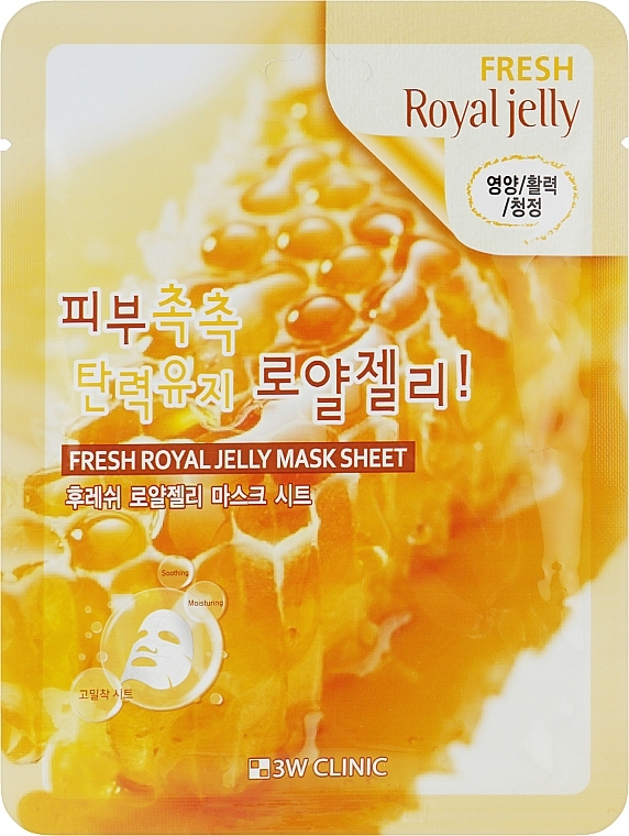Питательная маска с экстрактом пчелиного маточного молочка - 3W Clinic Fresh Royal Jelly Mask Sheet — фото N2