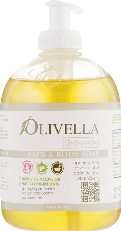 Мыло жидкое для лица и тела для чувствительной кожи на основе оливкового масла - Olivella