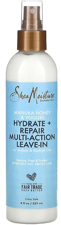 Незмивний кондиціонер для волосся - Shea Moisture Manuka Honey + Yogurt Hydrate + Repair Multi-action Leave-in — фото N1