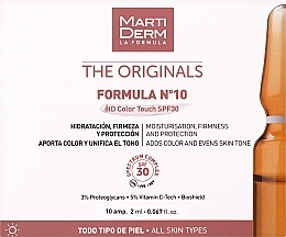 Парфумерія, косметика Антивікові ампули для обличчя - MartiDerm Originals Formula №10 HD Color Touch SPF30