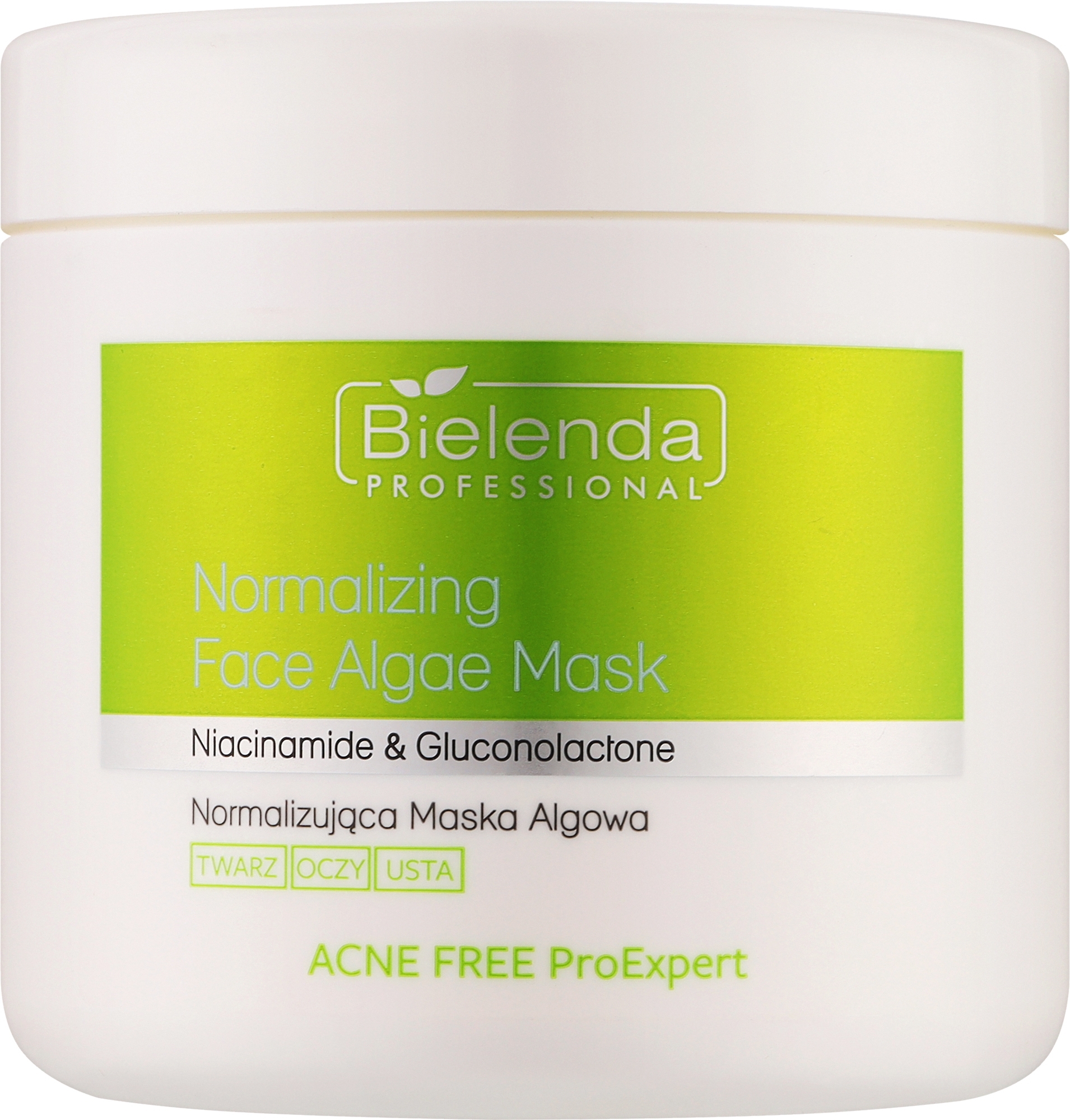 Нормализующая маска для лица из водорослей - Bielenda Professional Acne Free Pro Expert Normalizing Face Algae Mask  — фото 160g