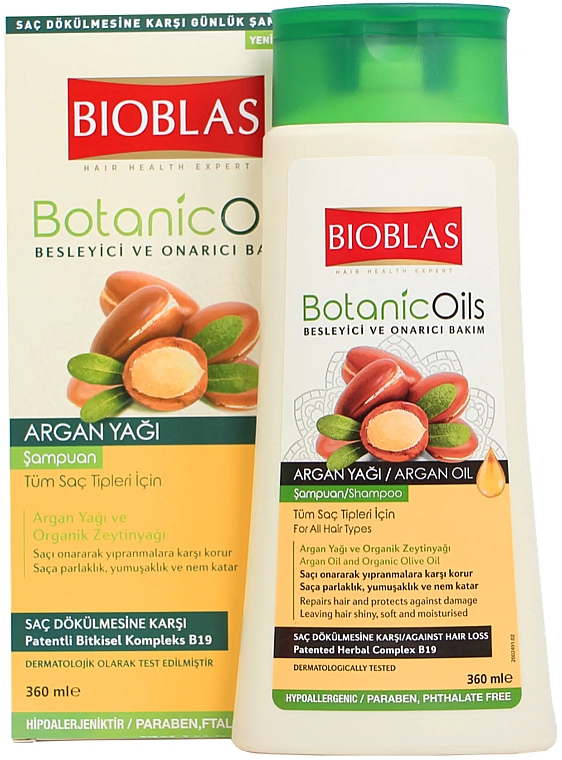 Шампунь проти випадання волосся з аргановою олією - Bioblas Botanic Oils Argan Oil Shampoo — фото N2