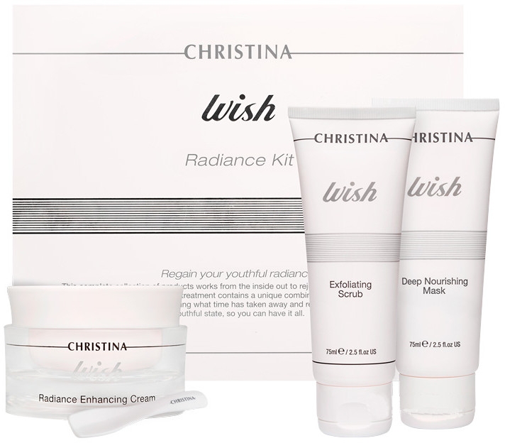 Набор для интенсивного ухода за кожей лица - Christina Wish Radiance Kit (crem/50ml + mask/75ml + scrub/75ml)