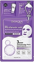 Трехступенчатая тканевая маска для лица с гиалуроновой кислотой - Bioaqua Hyaluronic Acid High Moisturizing Mask — фото N1