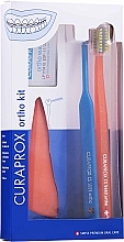 Набор, вариант 20 (оранжевый, синий, оранжевый) - Curaprox Ortho Kit (brush/1pcs + brushes 07,14,18/3pcs + UHS/1pcs + orthod/wax/1pcs + box) — фото N1