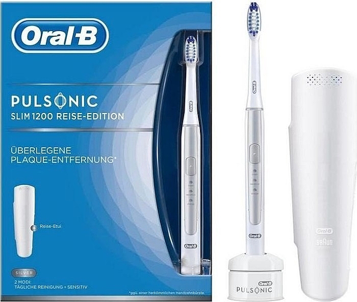 Електрична зубна щітка з чохлом, срібло - Oral-B Pulsonic Slim 1200 Travel Edition — фото N1