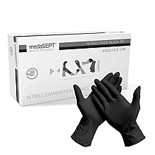 Нитриловые перчатки, размер S, черные - Medasept Nitrile Black Examination Gloves  — фото N1