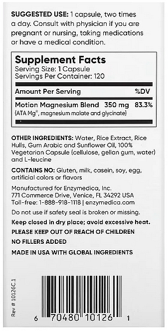 Пищевая добавка "Магний" - Enzymedica Magnesium Motion — фото N3