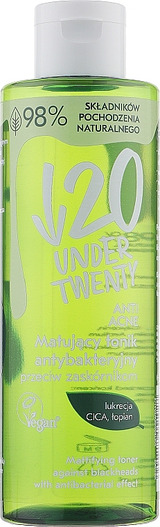 УЦЕНКА Матирующий антибактериальный тоник для лица - Under Twenty Anti Acne Matting Antibacterial Tonic * — фото N1