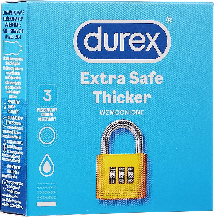 Презервативы утолщенные, 3 шт - Durex Extra Safe — фото N1