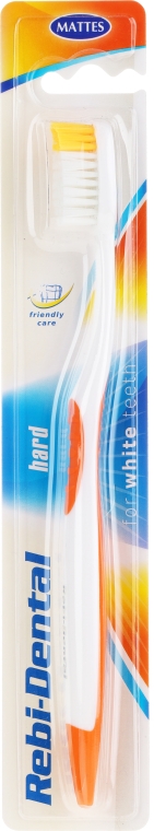 Зубна щітка Rebi-Dental M46, з жорсткою щетиною, біло-помаранчева  - Mattes — фото N1