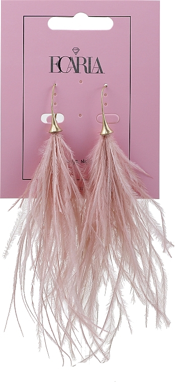 Сережки K1635CZ, рожева пастель - Ecarla Boho — фото N1