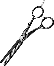 Ножиці перукарські філірувальні, 9014, чорні - Tondeo Mythos Wave Offset 5.75" Texture Scissors 36 Teeth Tulip — фото N1