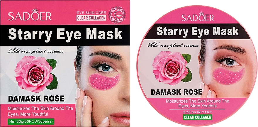 Патчі для очей з екстрактом троянди - Sadoer Damask Rose Starry Eye Mask — фото N2