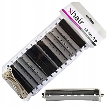 Бигуди-коклюшки для холодной завивки, d16 мм, серо-черные, 12 шт - Xhair — фото N1