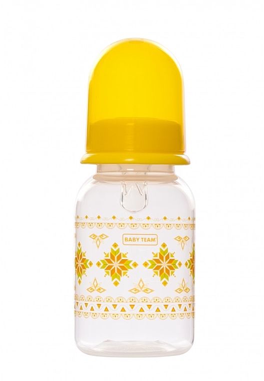 Бутылочка для кормления с силиконовой соской, 125 мл, 0+, желтая - Baby Team — фото N1
