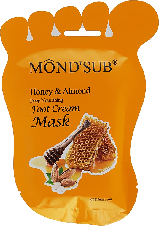Живильна маска для ніг з медом і мигдалем - Mond'Sub Honey & Almond Foot Cream Mask