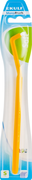 Монопучкова зубна щітка м'яка, жовта - Ekulf — фото N1