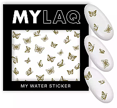 Наклейки для нігтів, My Gold Butterfly Sticker - MylaQ My Water Sticker — фото N1