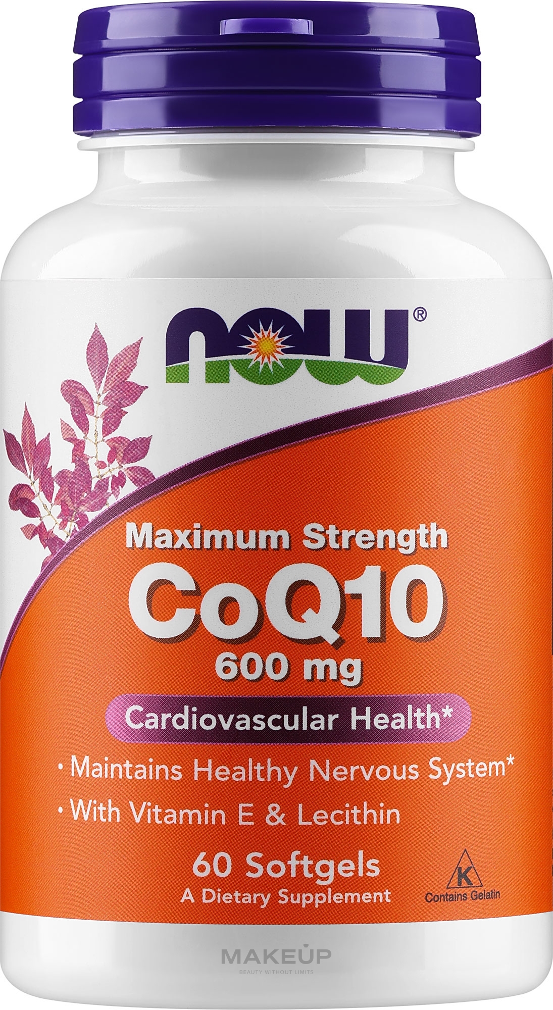 Коензим Q10, 600 мг, 60 капсул - Now Foods CoQ10 With Vitamin E & Lecithin — фото 60шт