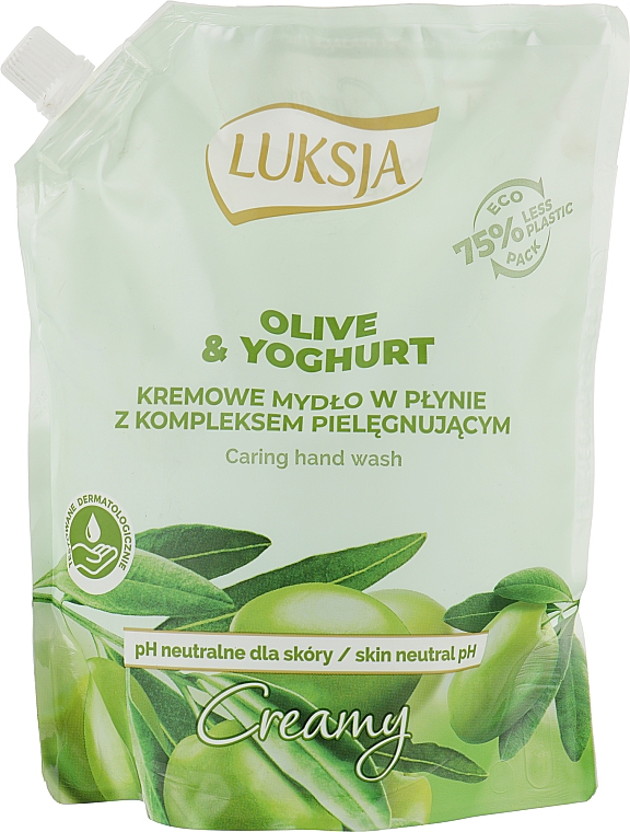 Жидкое крем-мыло - Luksja Creamy Olive &Yoghurt Cream Soap (дой-пак) — фото N1