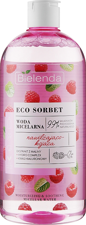 Мицеллярная вода с экстрактом малины - Bielenda Eco Sorbet Moisturizing & Soothing Micellar Water — фото N1