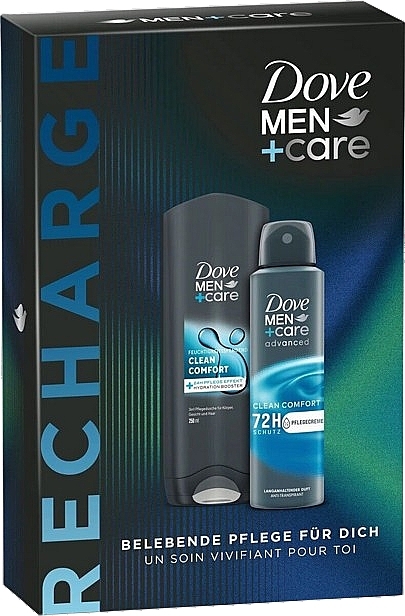 Набор - Dove Men+Care Clean Comfort (deo/spr/150ml + sh/gel/250ml) — фото N2