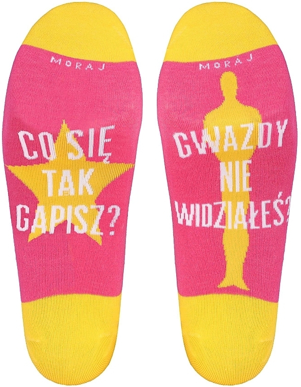 Шкарпетки жіночі з кумедними написами, рожеві - Moraj — фото N3