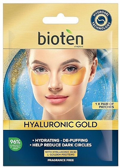 Гидрогелевые патчи под глаза - Bioten Hyaluronic Gold Hydrogel Eye Patches — фото N1