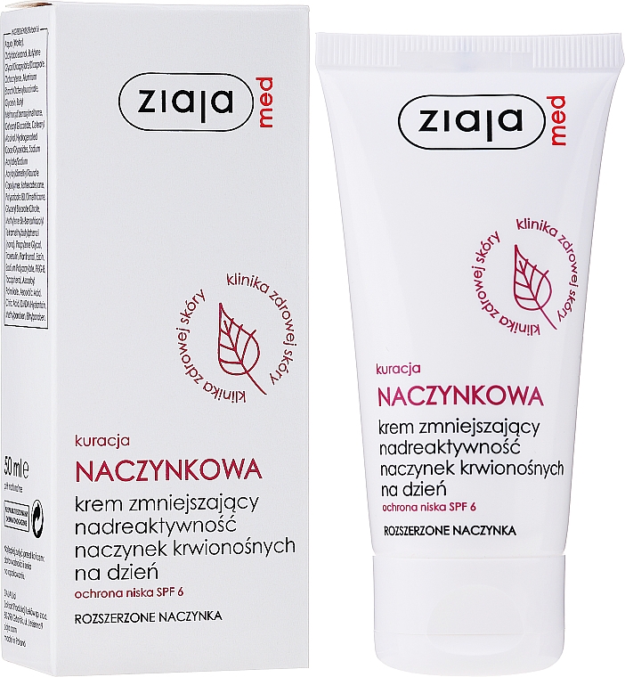 Денний крем для обличчя  - Ziaja Med Day Cream Capillary Treatment With Spf 6 — фото N2
