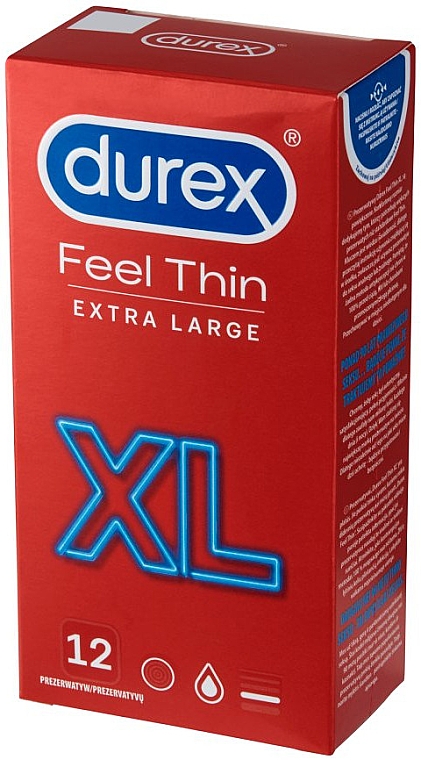 Презервативи, 12 шт. - Durex Feel Thin XL — фото N1