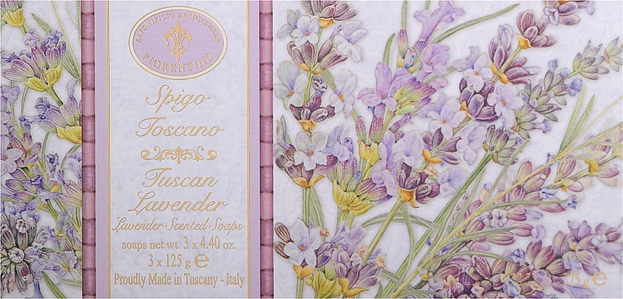 Набір натурального мила "Лаванда" - Saponificio Artigianale Fiorentino Tuscan Lavender (soap/3x125g) — фото N1
